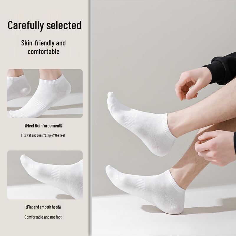 Men's Antibacterial Cotton Mid-Calf Socks - Sweat-Absorbent, Odor-Resistant, Black/White/Gray, Ideal for Autumn/Winter Sports