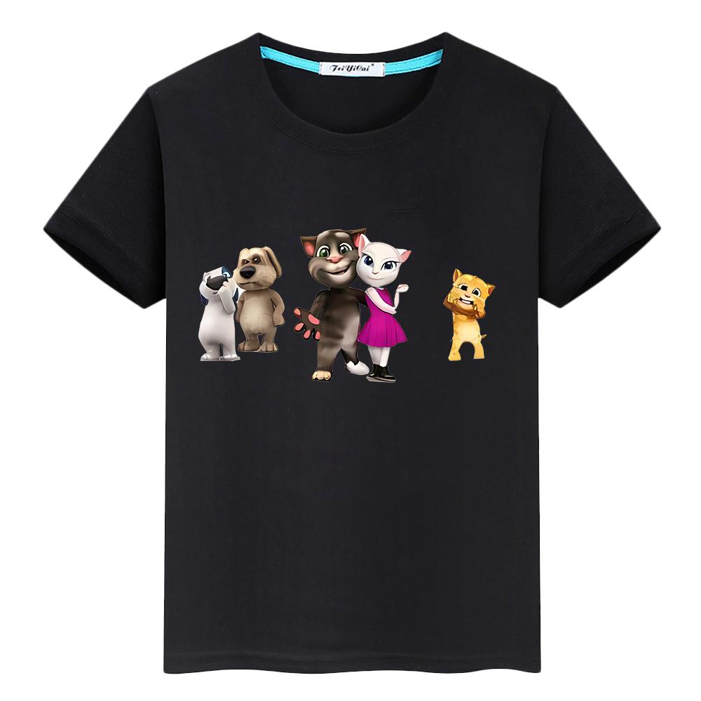 T-Shirt für Jungen (10 Jahre) mit sprechendem Tom-Katzenmotiv, 100 % Baumwolle, Anime-Stil, Pride-T-Shirt, Kawaii-Top, kurzes Y2K-Weihnachts-T-Shirt für Mädchen
