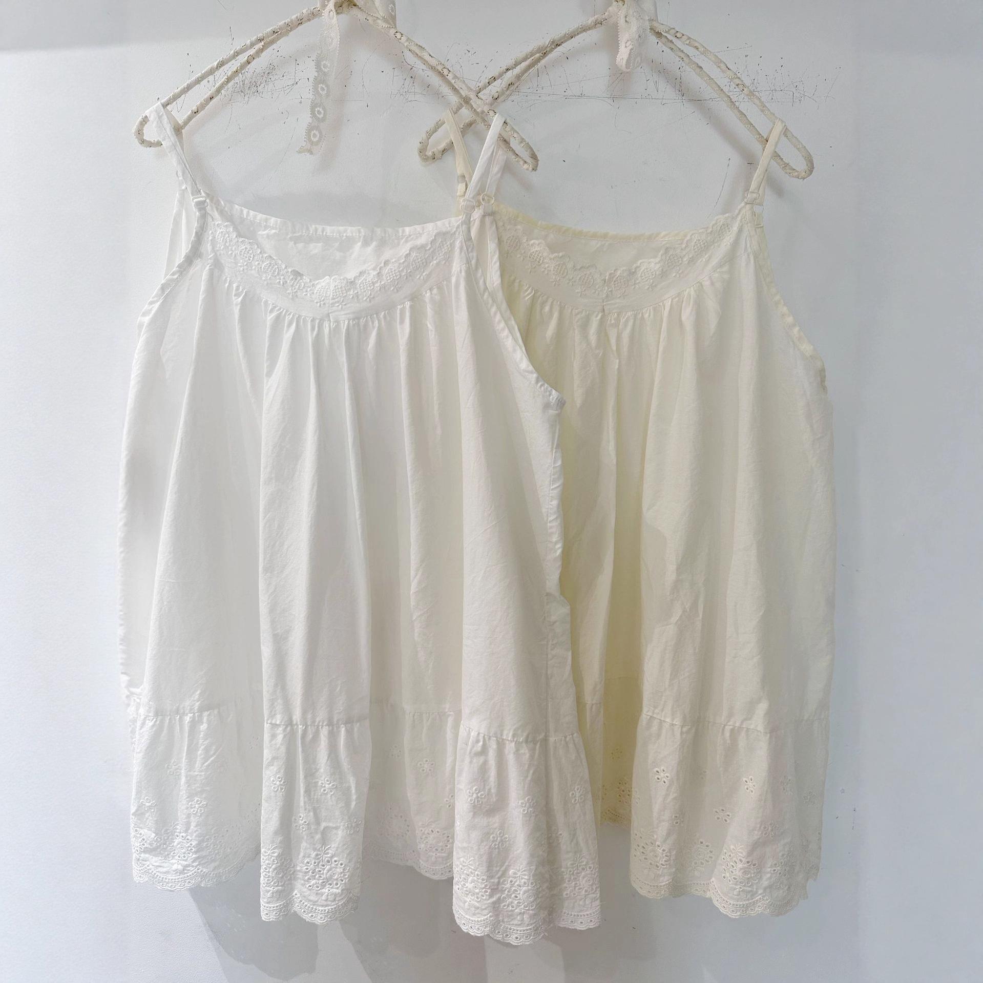 2026 Spring/Summer Japanese Embroidered Lace Cotton Camisole - Women s Casual Versatile Top One Size абрикосовый