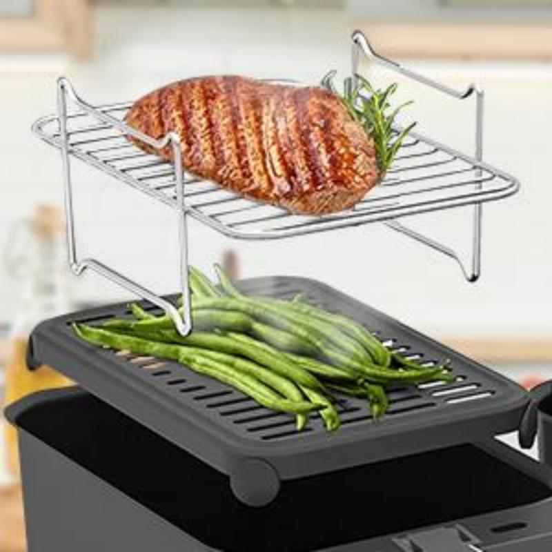 2PCS Air Fryer Stainless Steel Rack Tray Steaming Racks Air Fryer Tools Baking Pan BBQ Gril Baking Accessories Cooking Tools New