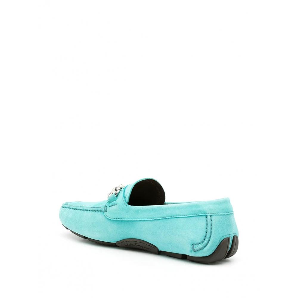 Salvatore Ferragamo Ferragamo Gancini Leather Loafers Blue