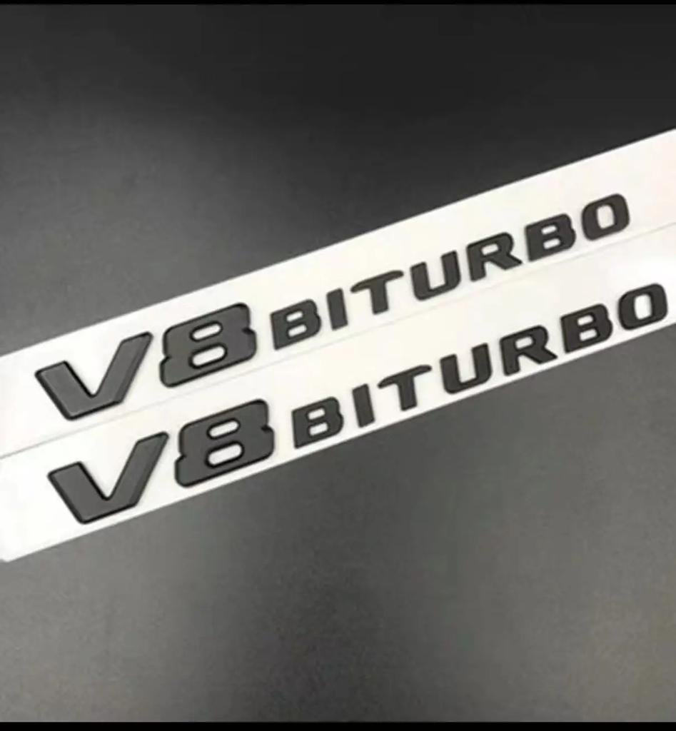 3D ABS V8 BITURBO Logo Letters Car Fender Side Emblem For Mercedes-Benz C63 W205 W204 E63 W213 W212 S63 W223 W222 Accessories