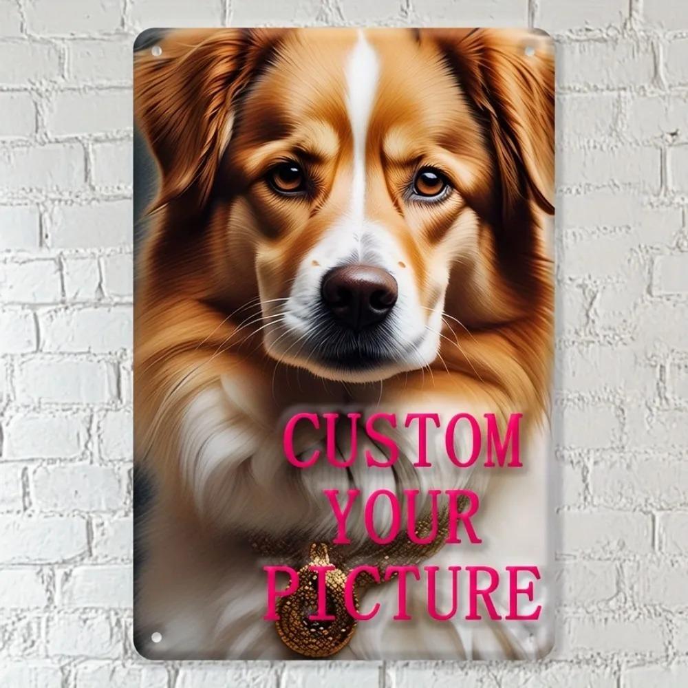 Personalized Custom Dog Lovers Vintage Metal Sign with Pet Photo, Waterproof Home Wall Hanging Decor, Gift for Dog Owners
