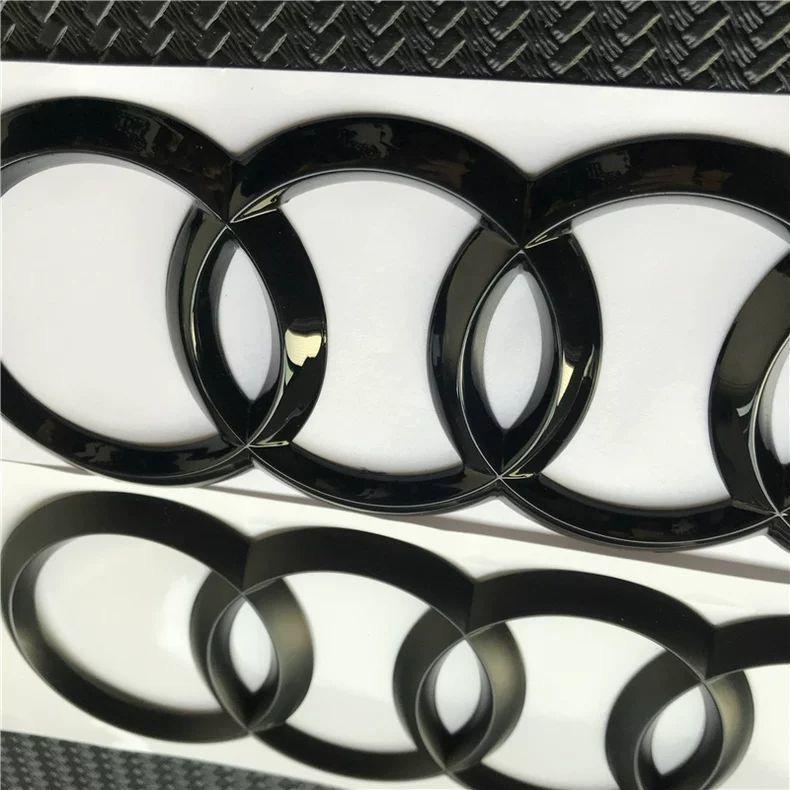 ABS Black Hood Front Bonnet Grill Rear Trunk Emblem Logo Badge Sticker Decal 4 Ring LogoFor F2 A3 A4 A5 A6 A7 Q2 Q3 Q5 Q8 TT