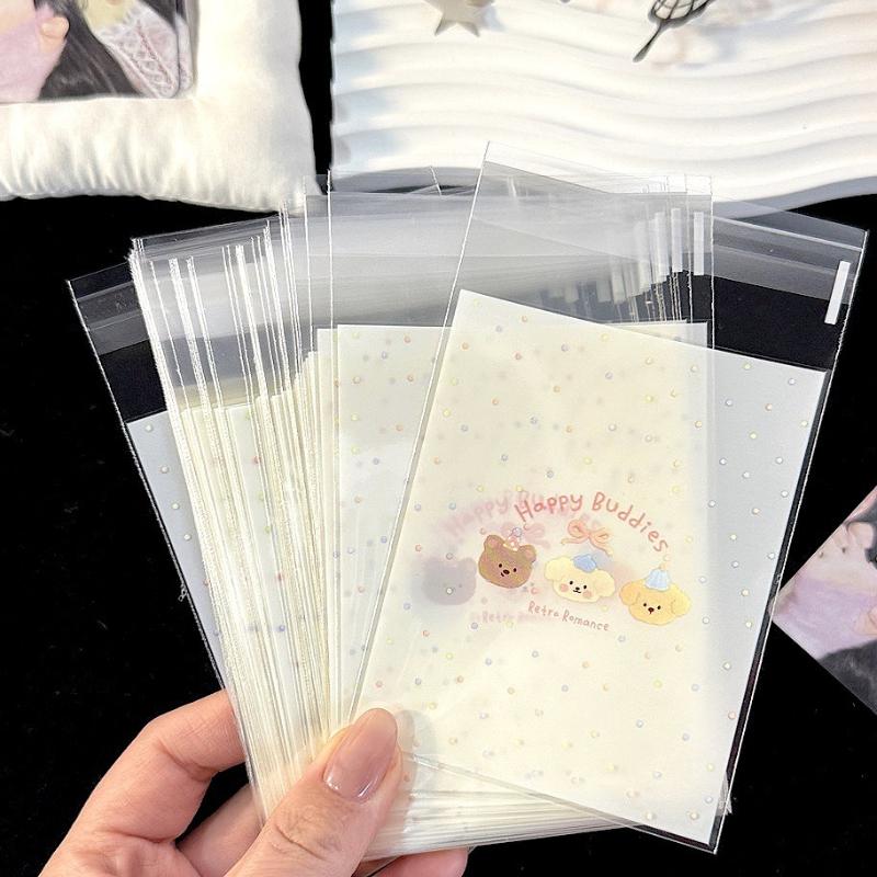 50Pcs Opp Plastic Bag Self Adhesive Transparent Plastic Bags Beads Jewelry Storage Packaging Gift Bag Small Card Holder