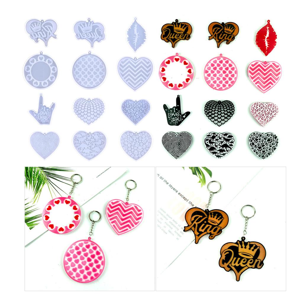 Various Symbols Keychain Silicone Mold with Hole Keyring Pendant Handmade Mold Valentine's Day Birthday Gift Jewelry