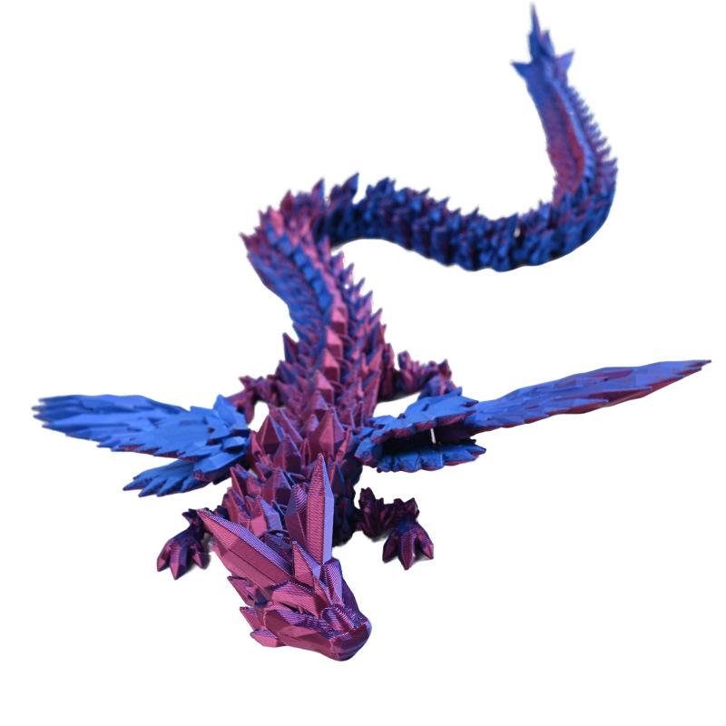 60Cm 3D Printed Wing Dragon Model Decoration Movable Joint Fidget Toy Rotatable Articulated Desktop Ornament Toy Crafts Gifts