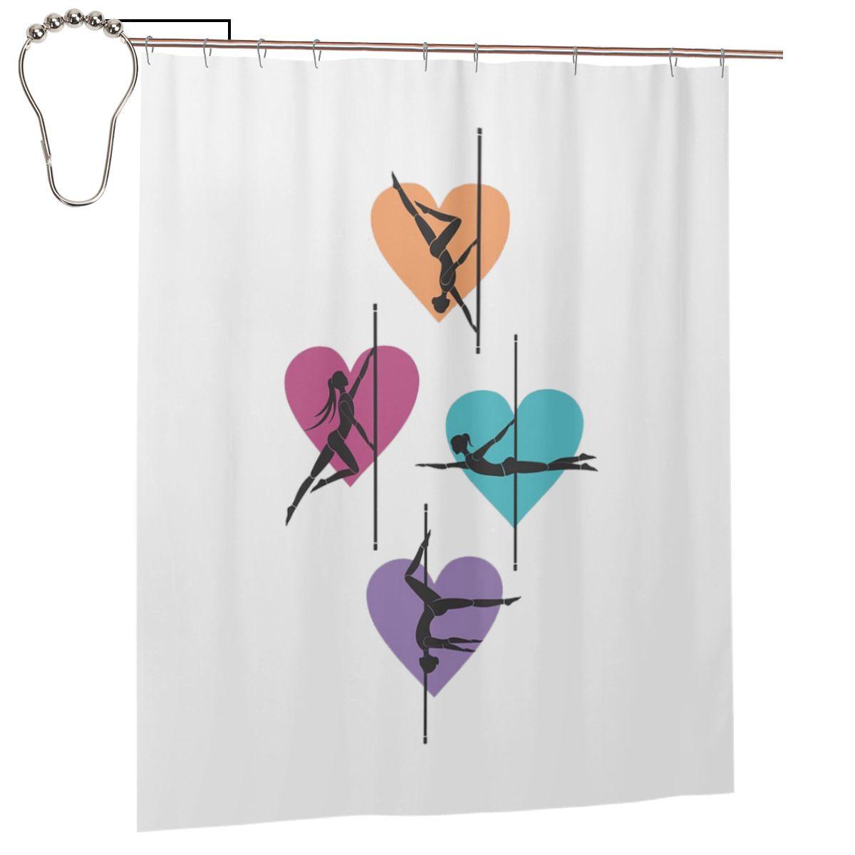 

Pole Dance Shower Curtain Bathroom Polyester Waterproof Bath Curtains With Hooks W60H190(CM)-1 Pcs