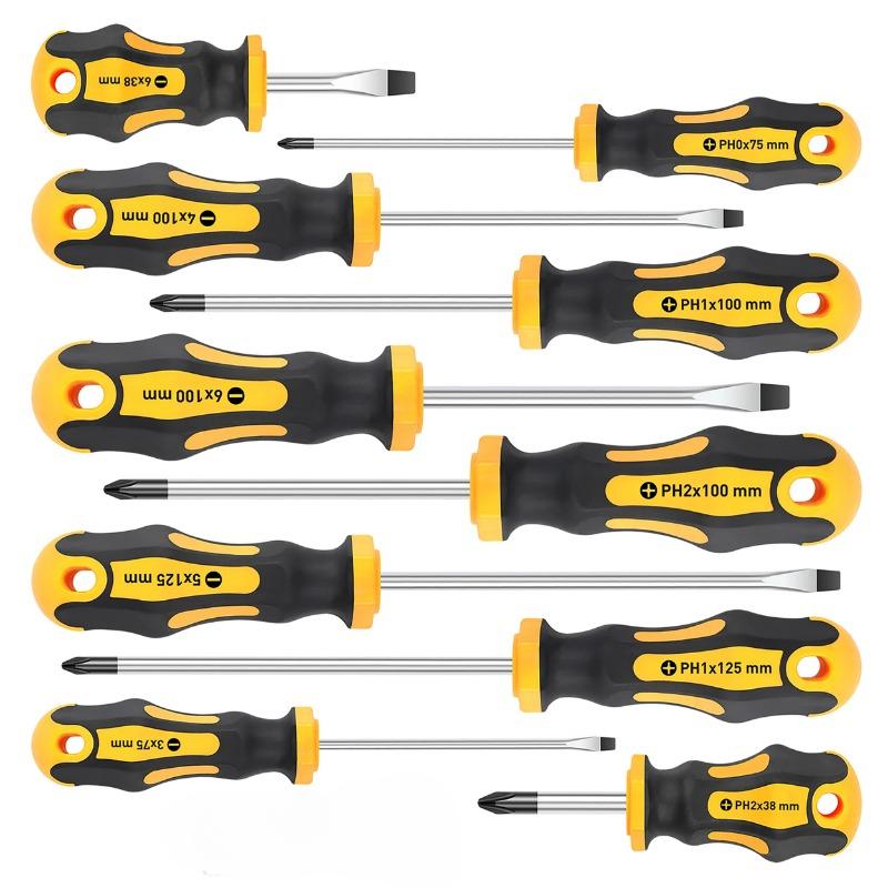 10PCS Multipurpose Handle Screwdrivers Set With Magnetic Insulated Security Repair Hand Tools Cross/Straight Type Screw Driver