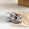 French Silver Small Man Light Mouth Thick High Heel Single Shoes Women's 2025 New Summer Skirt JK Mary Jane Shoes