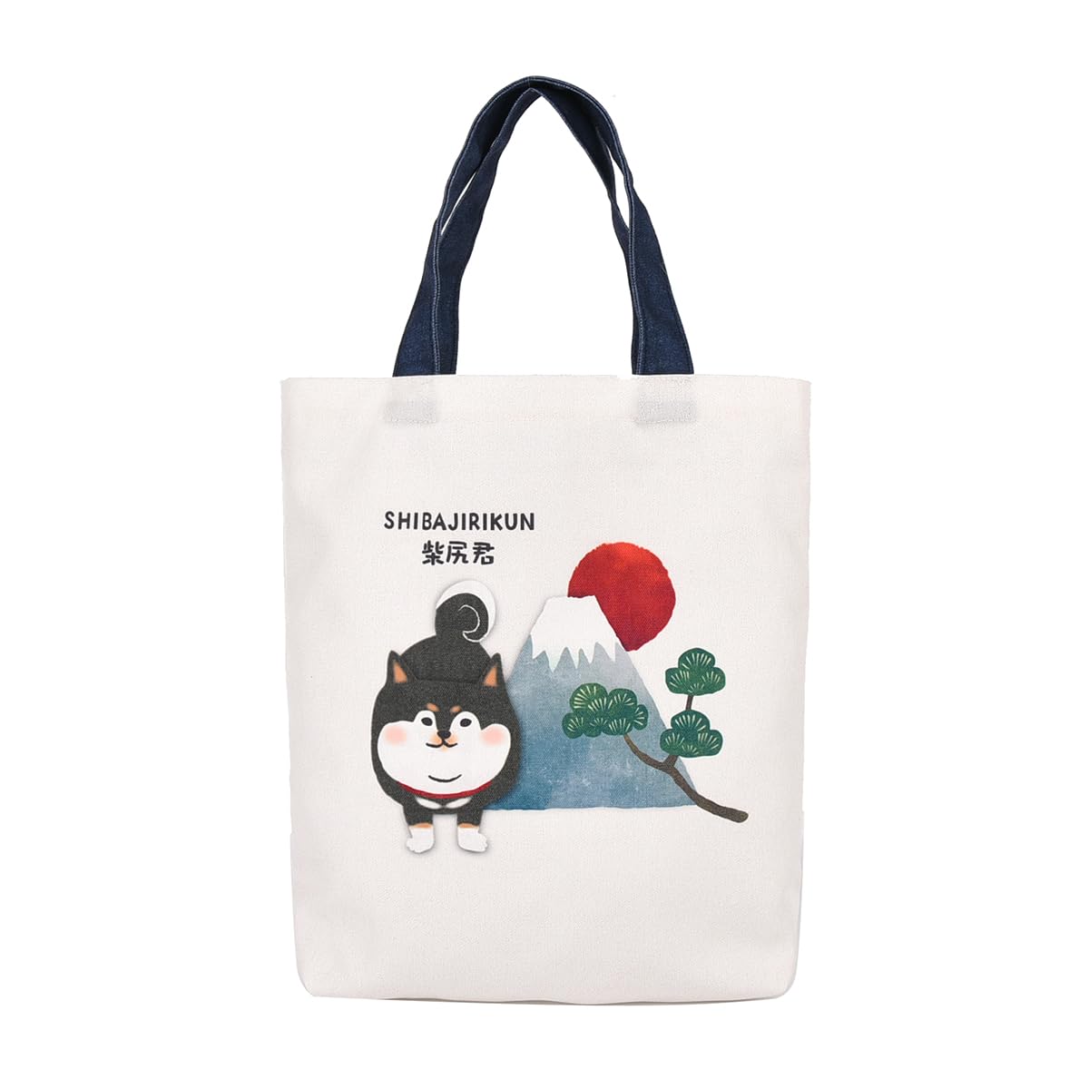 

[Kusuguru Japan] Канвасная сумка-тоут с японским узором Шибадзири-кун и гора. Fuji OW