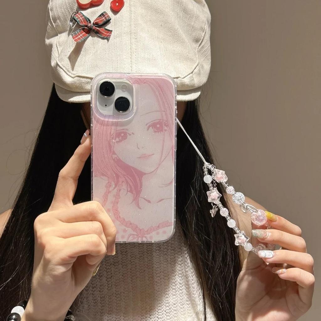 Anime Girl Pink NANA Phone Case for iPhone 17 16e 16 15 14 13 12 11 Pro Max X Xs XR XSMax 8 7 6s Air Plus Feather Texture Cover