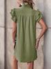 Summer Style Loose Straight Dress - Casual Vacation Stand Collar Solid Color European and American Fashion