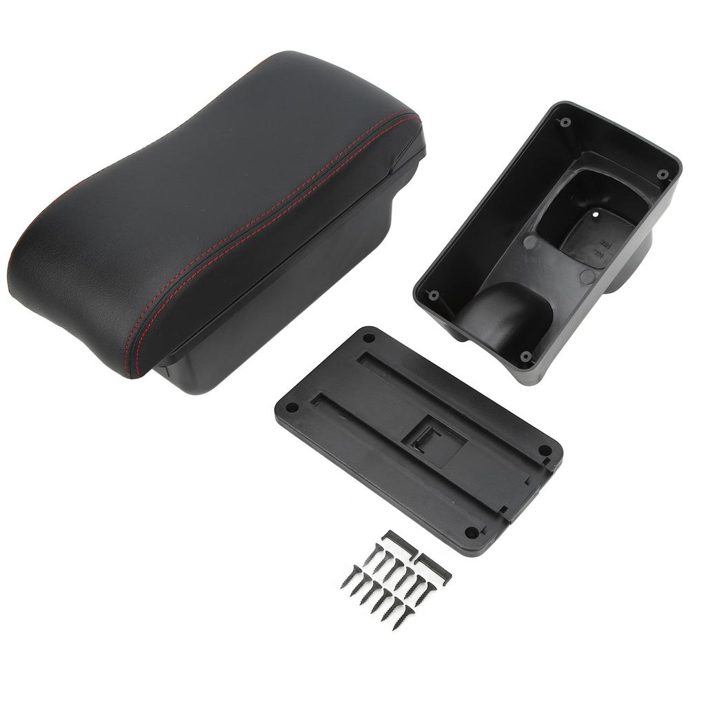 Car Console Armrest Box Large Capacity Smooth Touch Black Surface Red Line Replacement For Suzuki Swift 2005‑2021