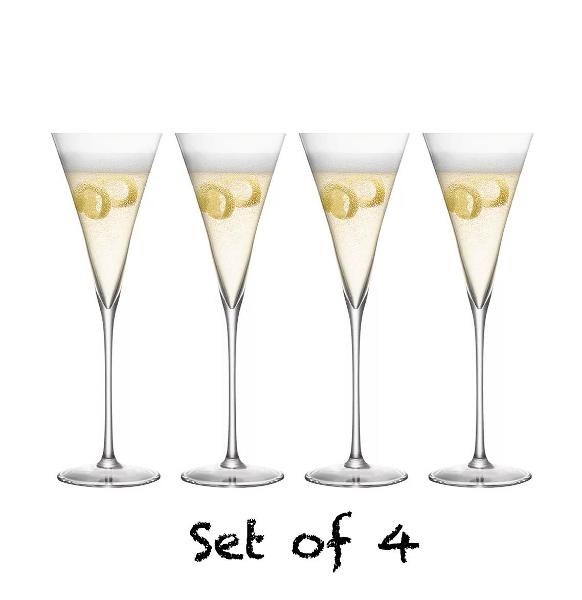 4PCS 145ml Champagne Flute Glasses V shape Cocktail Glasses Elegant Designed Hand Blown, Lead Free, Champagne Cups 145ml
