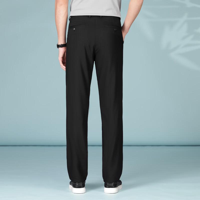 ROMON Men's Straight-Leg Linen Blend Business Casual Pants LMFS2036
