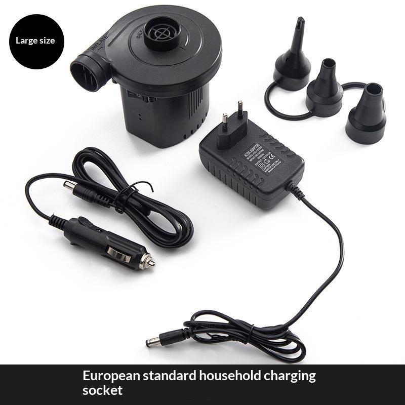 Compact Electric Air Pump Fast Inflate Deflate with Multiple Plug Adapters for Camping Travel Air Bed Use