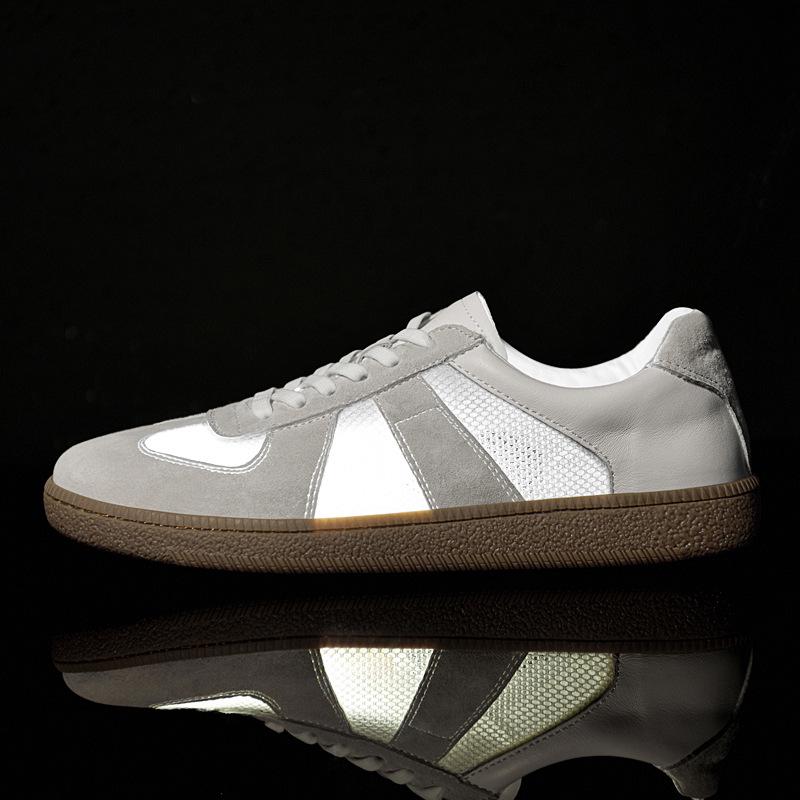 Korean Retro Leather Color Block Thick Sole Casual Men s Flyknit Mesh Sneakers 45
