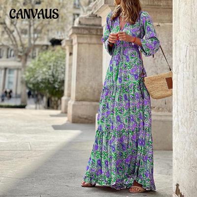 Jarní a podzimní dámské šaty Temperamentní swingové šaty s výstřihem do V