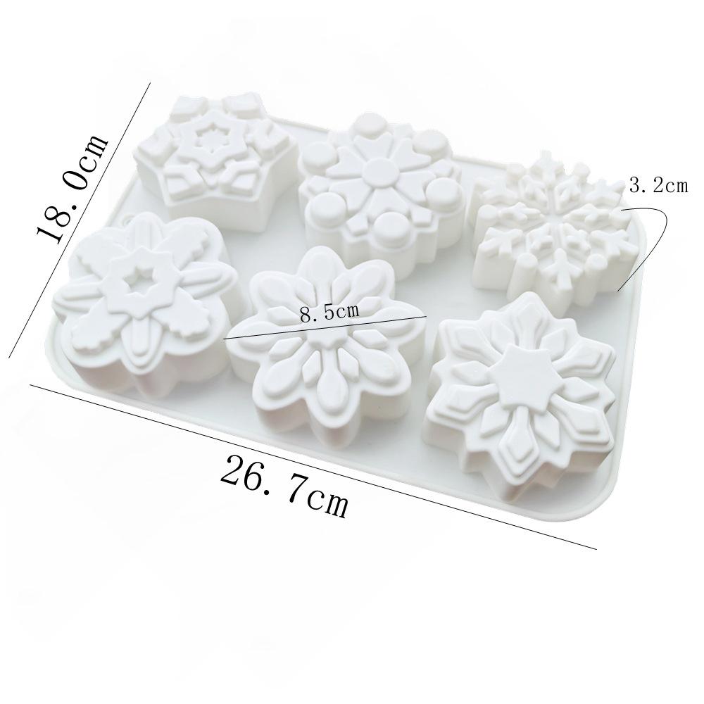 6-dutá silikonová forma na vánoční sněhové vločky: Fondán, Dort, Čokoláda, Pečení & Nástroj na svíčky