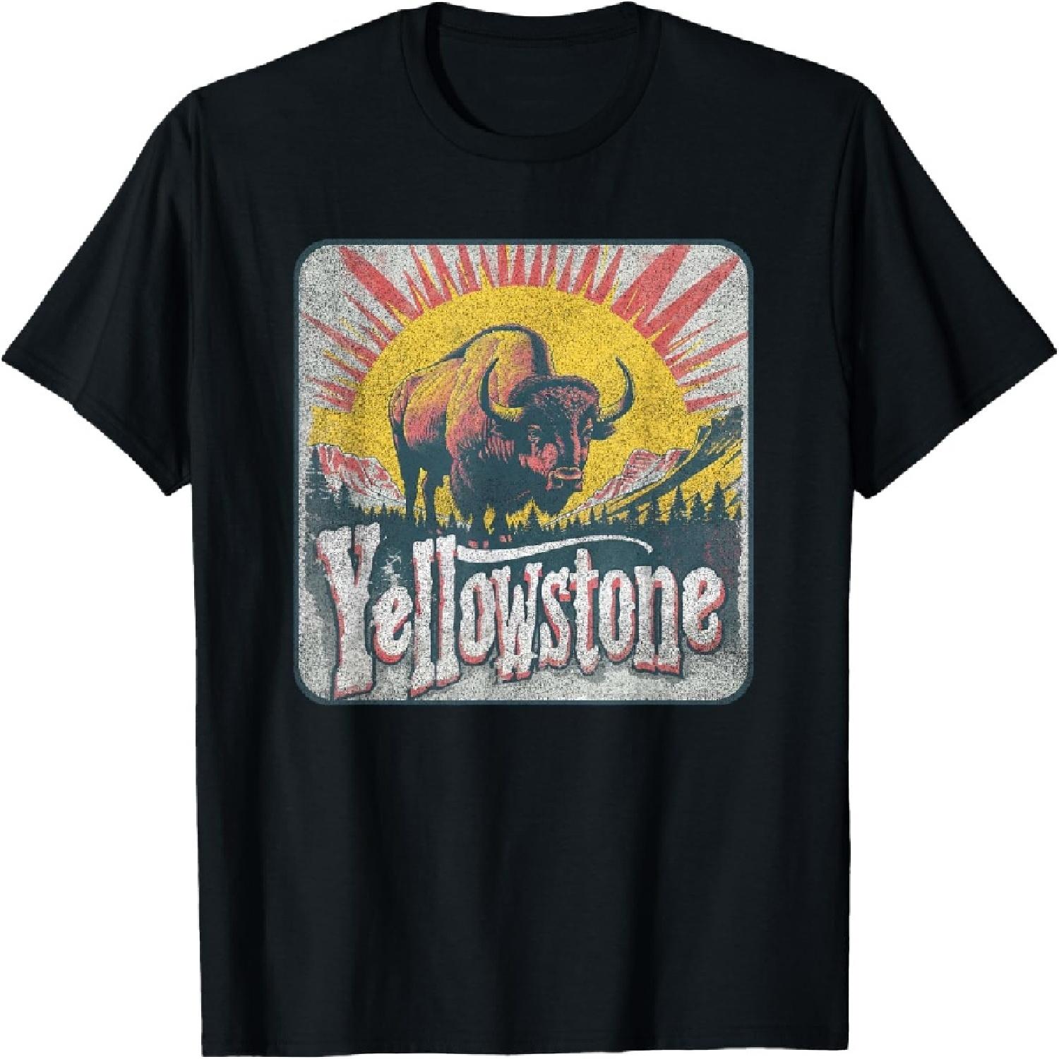 Yellowstone - US National Park Vintage Men Women Kids Retro T-Shirt(1) S