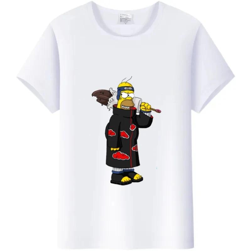 Casual Disney Cartoon Simpson Harajuku T-shirt Summer Blouses Ladies Men White Tees Tops Short Sleeve Blouses Women 90S Tshirt