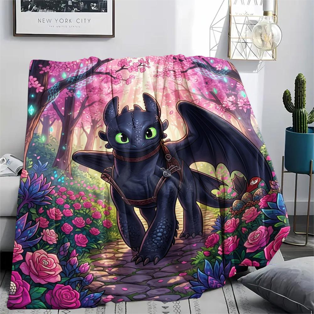 

Toothless Night Fury Warm Print Cozy Comfortable Flannel Blanket for Sofa Chair Bed Bedroom Outdoor Picnic.-TING 75x90cm