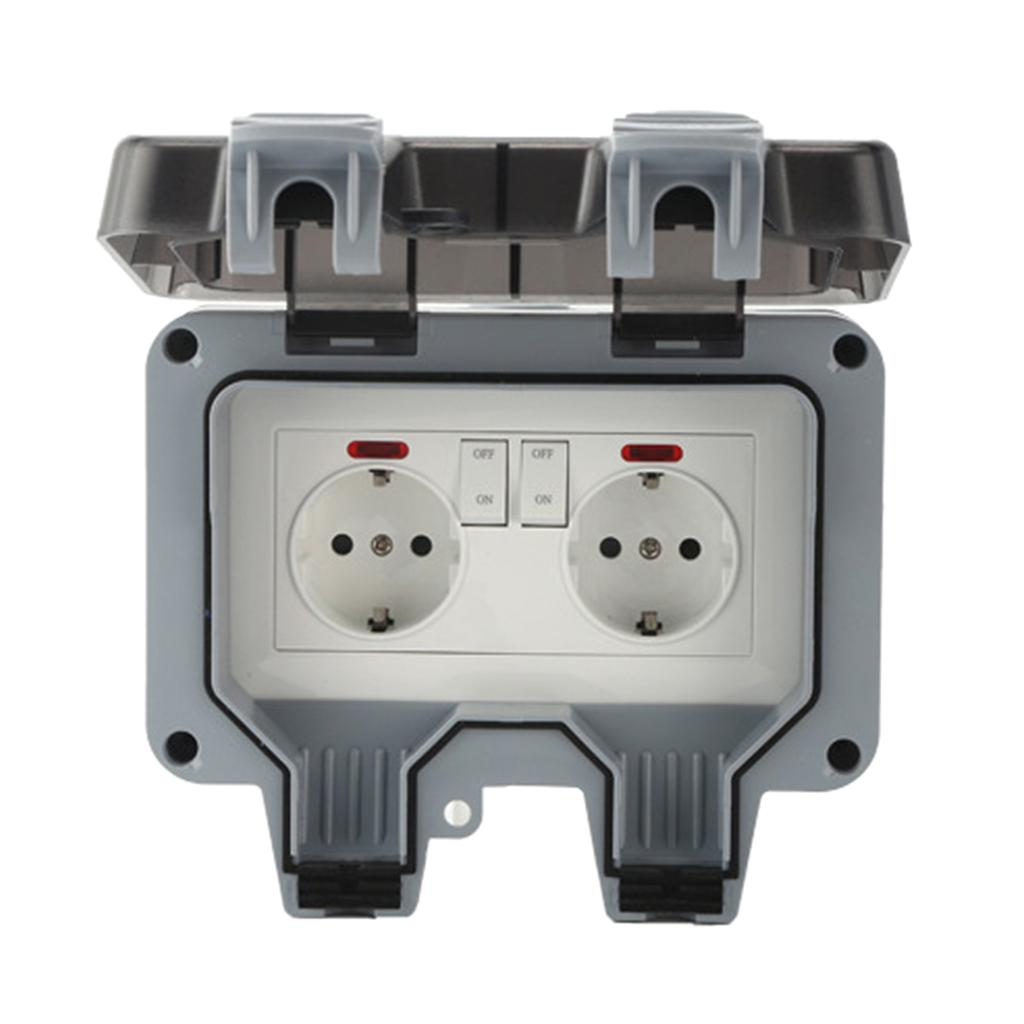 Durable & Secure Outdoor Socket with Lockable Cover Weatherproof Socket IP66 European Standard Designed for Outdoor Use