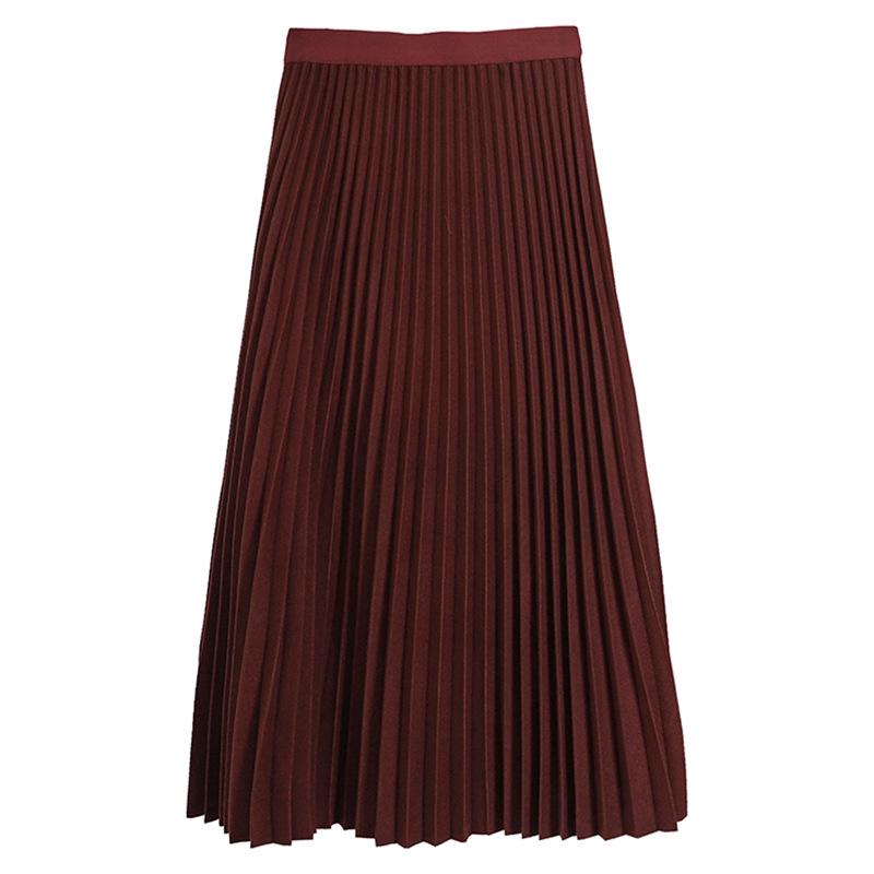 Winter 2024 Women's High-Waisted Wool Blend Pleated Midi Skirt – Slimming A-line Casual Style
