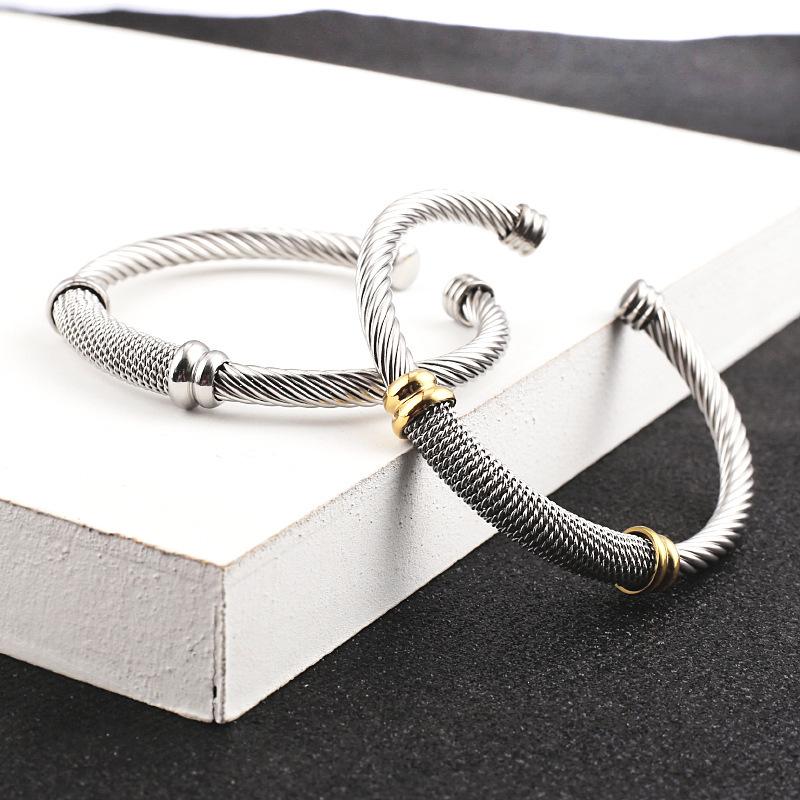 2026 Open Bracelet Unisex Bracelet C Type Cable Personalized Bracelet Geometric Lines