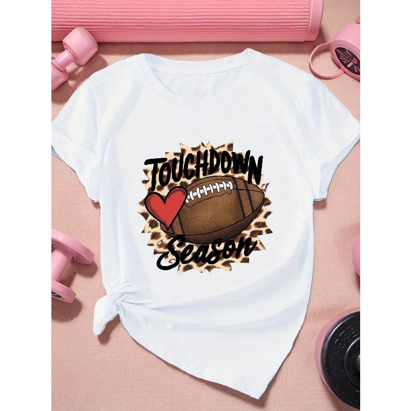 

European Size TOUCHDOWN season Women s Plus Size Sports Short Sleeve T-Shirt 4XL