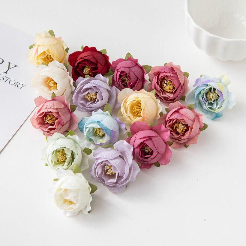 40/80pcs Artificial Flower Silk Rose Wedding Garden Festival Party Wreath Headdress Diy Gift Home Vase Scrapbook Bridal  Decor