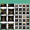 Luxurious 18" Merry Christmas Cushion Cover In Black And Gold For Festive Home Decor
