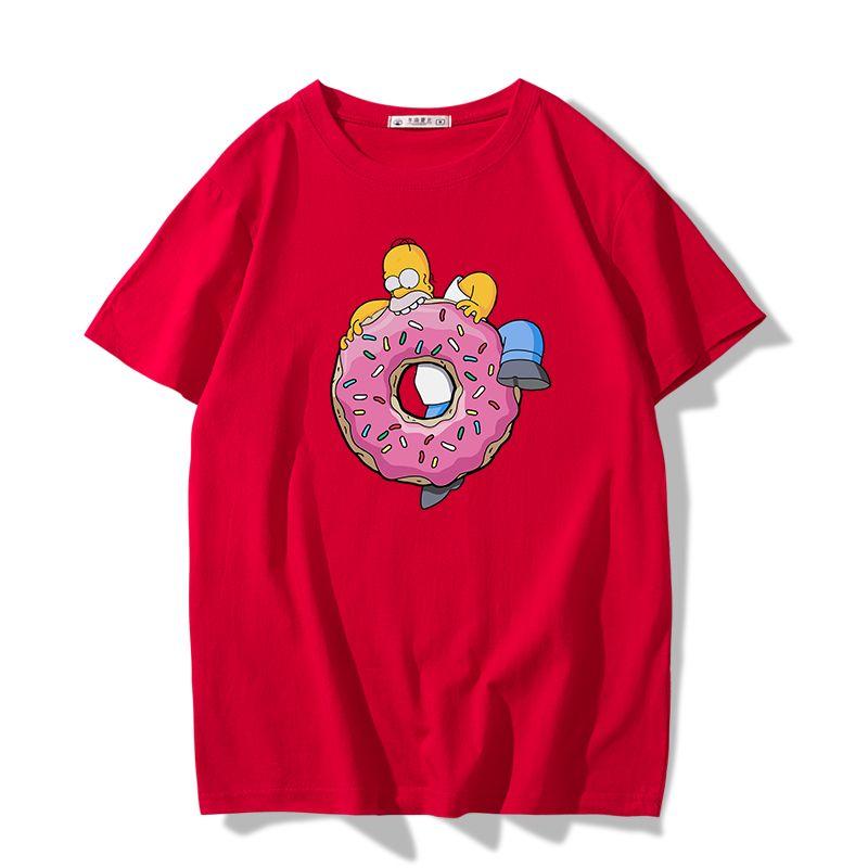 Simpsons Fun Printed Tshirt Unisexs Fashion Trend Top Unisexs and Womens Four Seasons Cotton Round Neck Short Sleeve