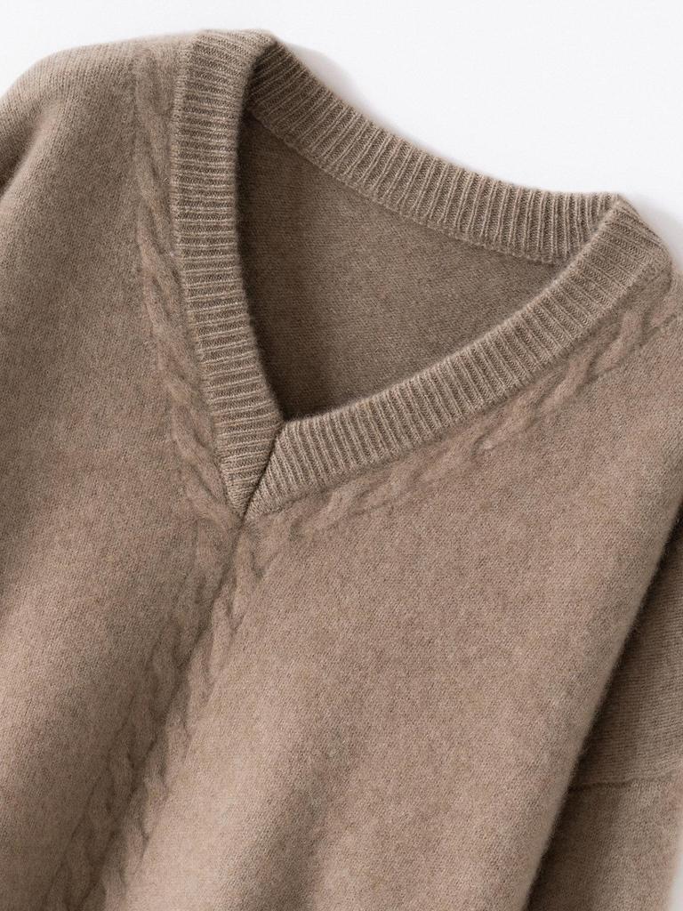 Korean Style Cashmere Women's Knit Sweater: Autumn Winter Solid Color Drop Shoulder Pullover