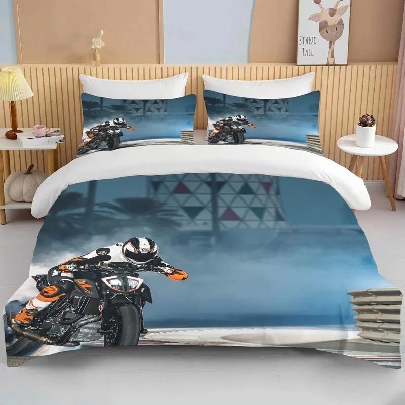 3D Motorcycle Bedding Set Print Cars Duvet Cover With Pillowcase Motocross Bedspread Boys Boys Bed Set King Size Home Textiles