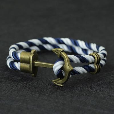 Navy Style Anchor Double Layer Bracelet Men Women Vintage Braided Easy Hook Hand Rope Pirate Nautical Personalized Jewelry