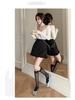 Stylish Black Polka Dot Ruffle-Edge A-Line Skirt for Women - Spring/Summer 2026 Collection