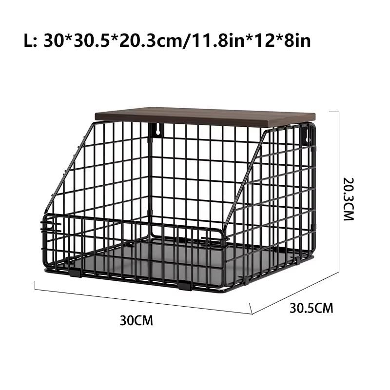 Fruit Basket Onion Storage Wire Baskets with Wood Lid Multifunctional Stackable Wall Mounted Countertop Tiered Kitchen