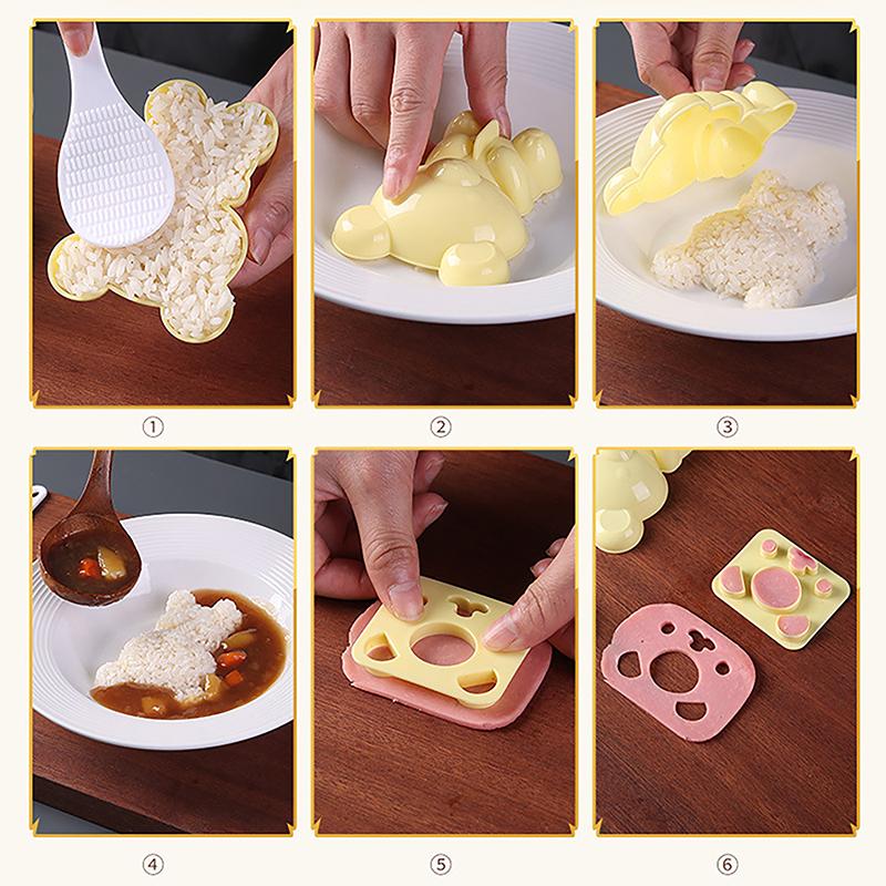 Cartoon Bear Kids Rice Ball Maker Mold Onigiri Mold 3D Bento Box Sushi Kitchen Tools Gadgets Sanwich Decoration Cutter Gift