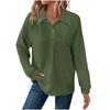 Women's Fashion Long-Sleeve Solid-Color Collared T-Shirt With Button-Up Front And Pocketed Casual Sweatshirt Top
