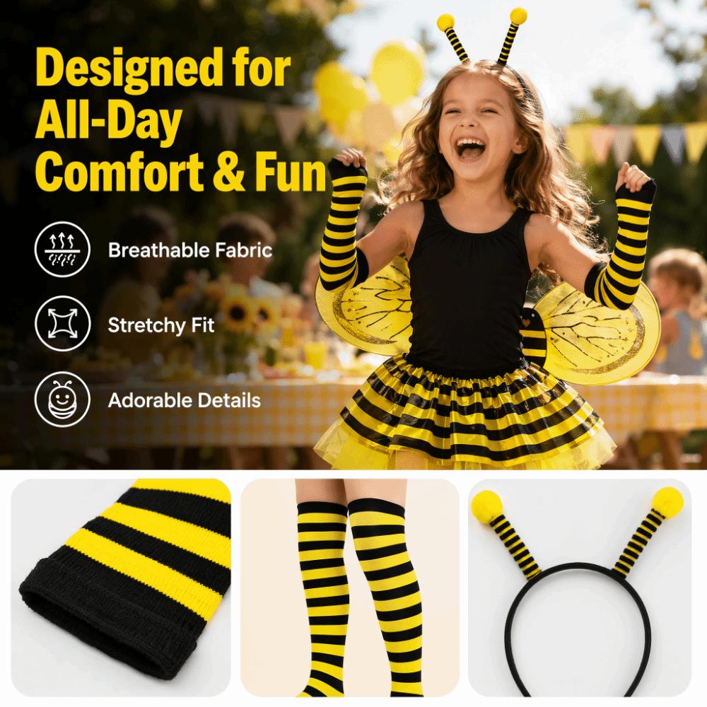 Costume Wings Bumblebee Costume Striped Knee Stocking Bee Dress Up Set Children's Parties