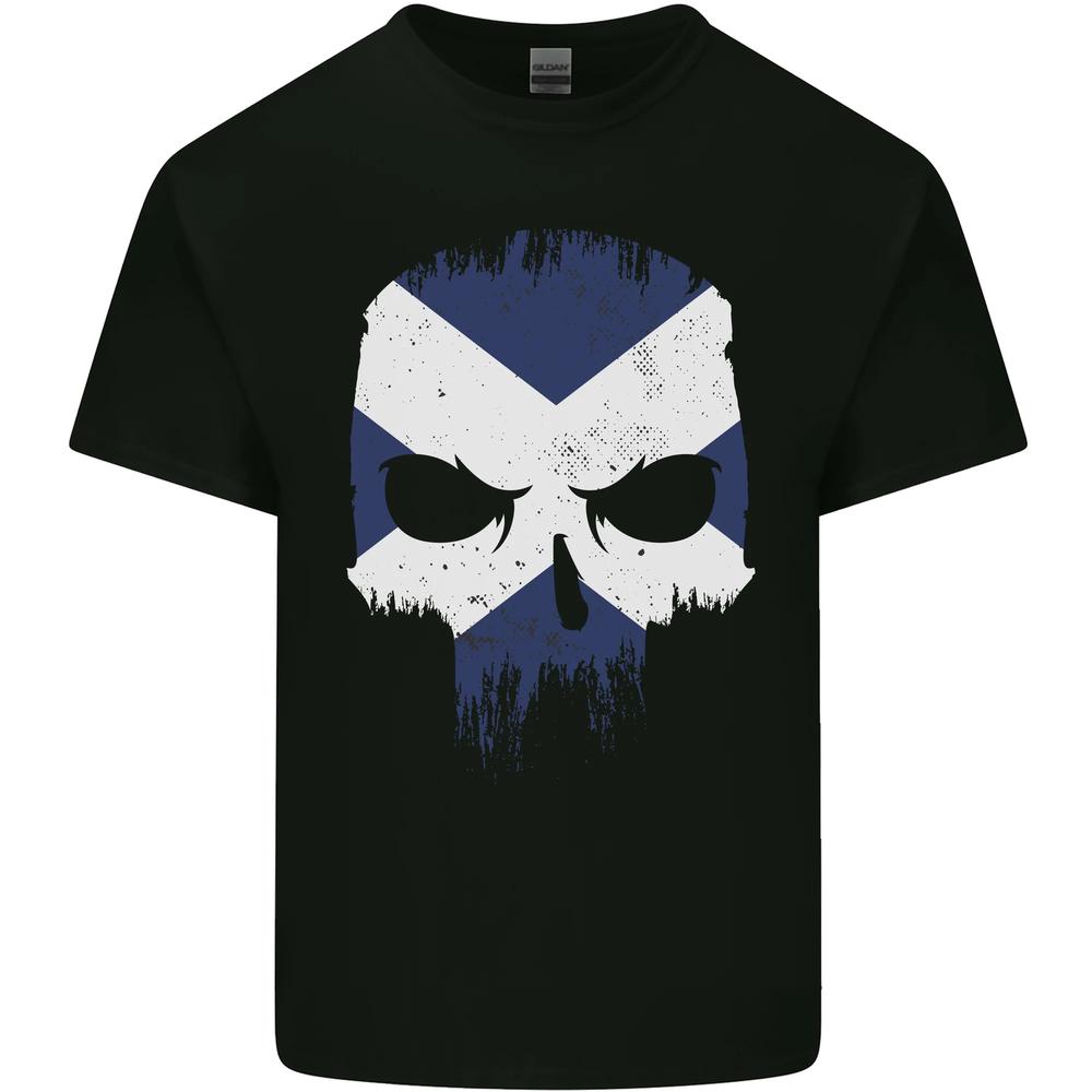Scotland Skull Scottish Gym Flag Biker Kids T-shirt Boys Girls M
