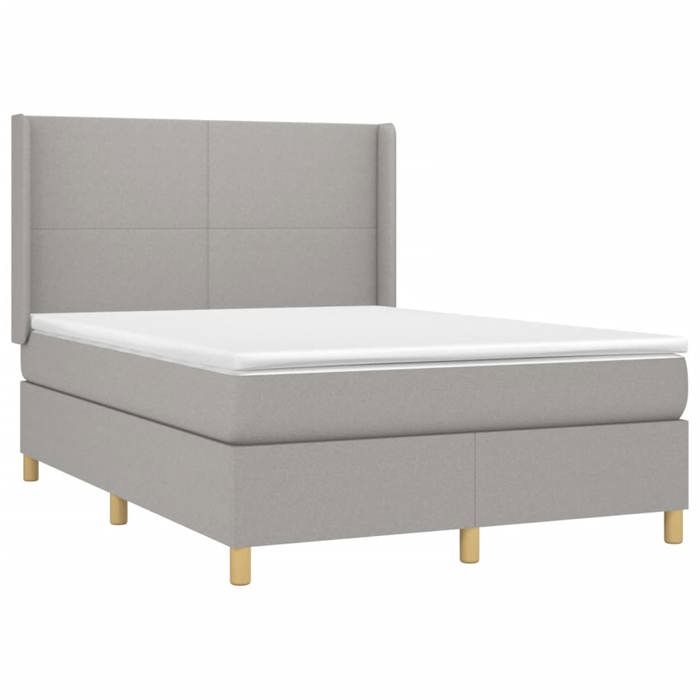 VidaXL Lit à sommier tapissier avec matelas Gris clair 140x190cm Tissu - Modèle 3131825