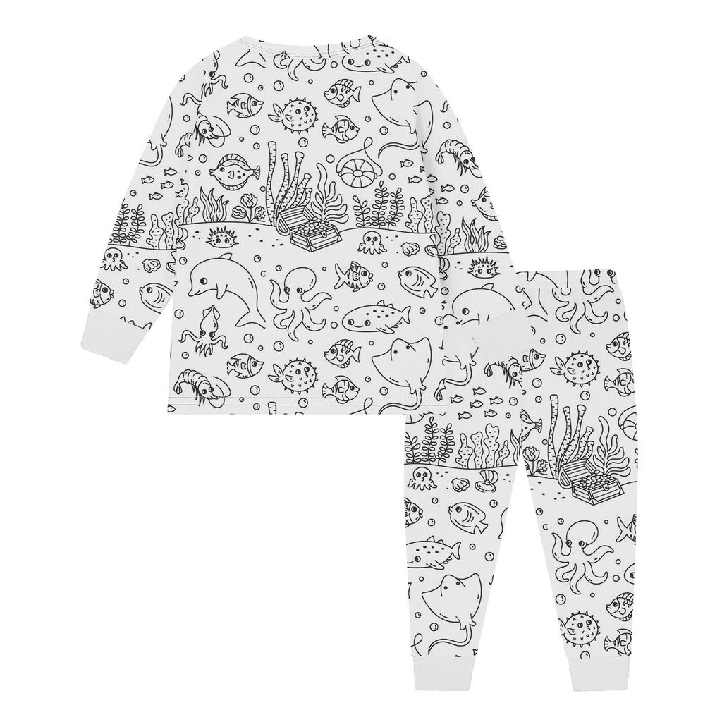 Kinder Homewear Set Skizze Färbung Spaß Hand bemalt Home Kleidung Pyjama Set