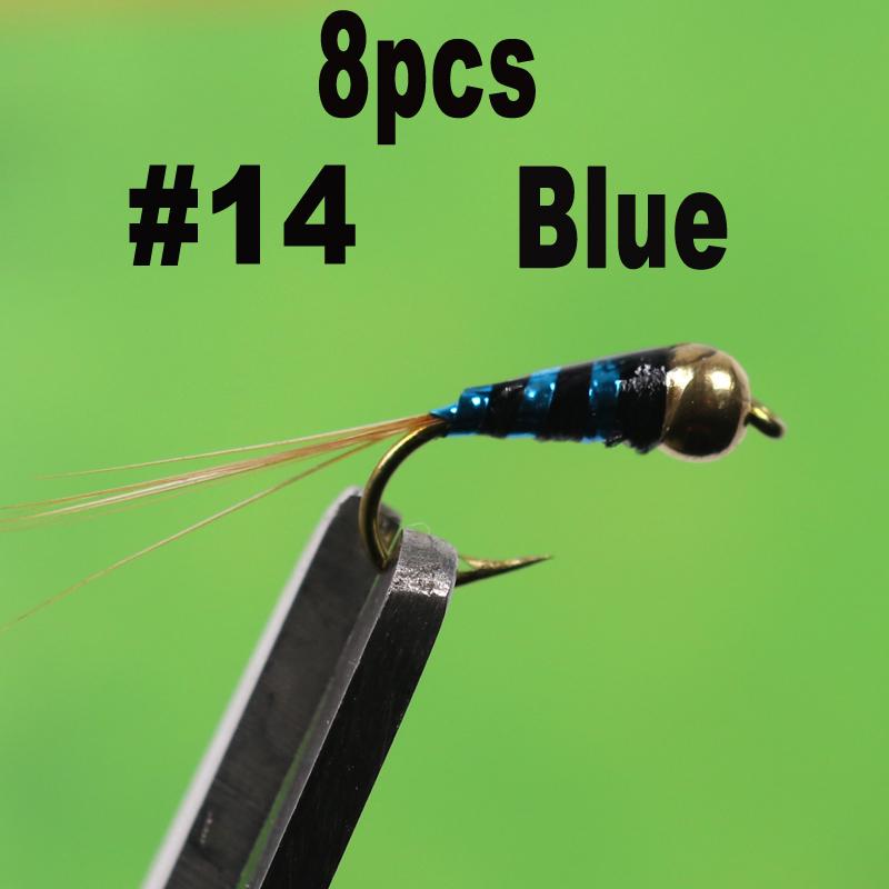 8PCS 14 Brass Bead Nymph for Fly Fishing Lure Buzzer Midge Fishing Accessory