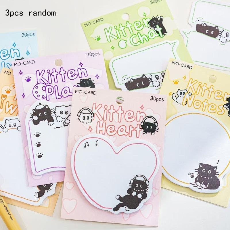 

Kawai Momo Special Shaped Sticky Notes Little Black Cat Series Cute Style Cartoon Cat Handbook Decoration Message Sticker