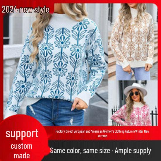 Pull tendance hiver 2026 pour femmes européennes et américaines avec nœud - Col rond, Tricot à manches longues