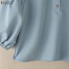 ZANZEA Women Casual Round Neck 3/4 Sleeve Loose Blouse