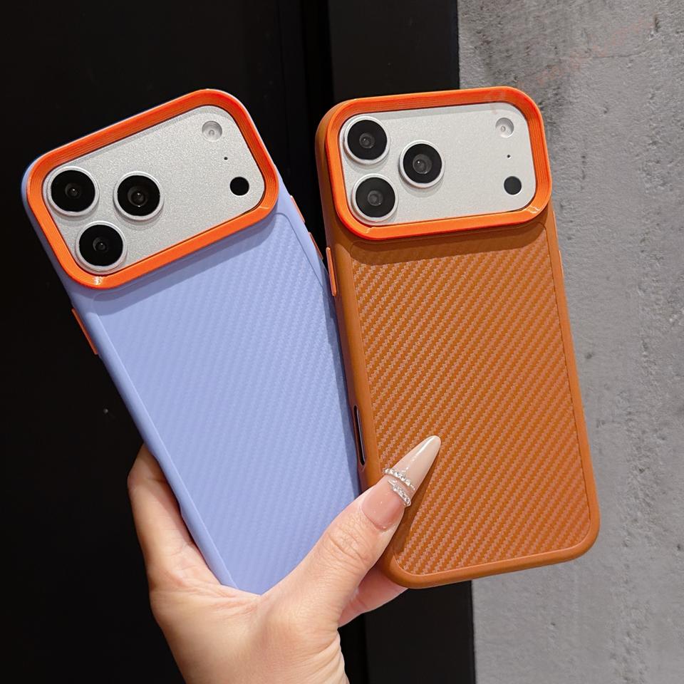 Carbon Fiber Luxury Phone Case for IPhone 18 Pro Max 11 12 13 14 15 16 17 Pro Max 16 Plus Silicone Shockproof Protector Cover